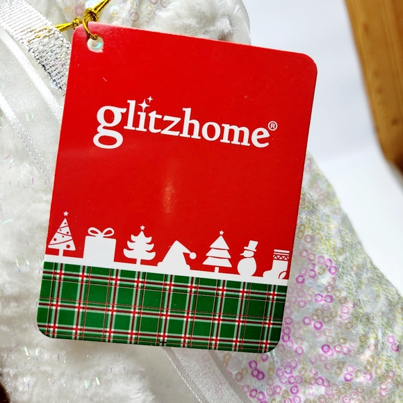 Glitzhome 12"H Angel W/White Faux Fur Dress Christmas Tree Topper or Decoration - Picture 10 of 10